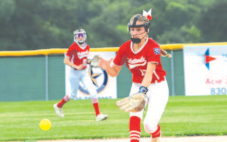 Photo by Chuck Grafe Shortstop Macyn Wimberly fields a ground ball in Sunday’s victory over Sinton.