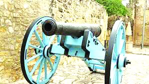 Texas Revolution style canon on display at the Alamo. For illustrative purposes only; the Lavaca River canon's style and type are unknown.