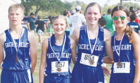 From left, Luke Meinkowsky, Avery Lewis, Caroline Lemonds and Emi Pohl placed in the junior high division