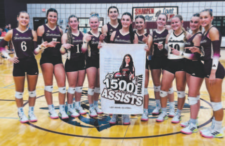 Photo by Chuck Grafe Lady Brahma setter Alaina Halata reached a milestone in the victory over 