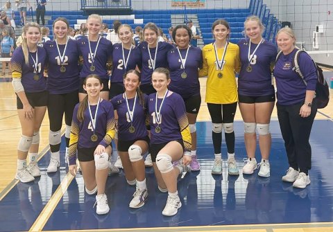  Front row from left are Hailey Malina, Addison Ulcak and Reese Lyons. Back row from left are Lola Hornacky, Eastyn Pohler, Kendyl Boehm, Pyper Neskora, Ally Trojcak, Patricia Price, Bree Nitsch, Charlotte Hairell and coach Kailey Moeller. Photo courtesy of Michelle Price.