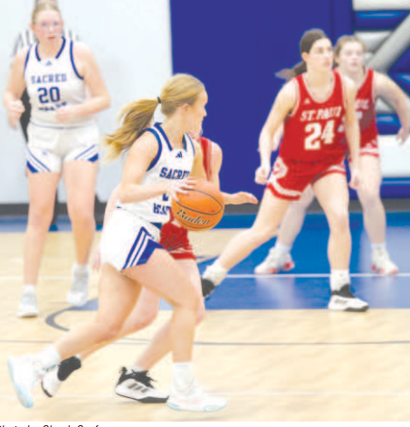 Photo by Chuck Grafe Kenzie Chance handles the ball in the loss to St. Paul here Friday.