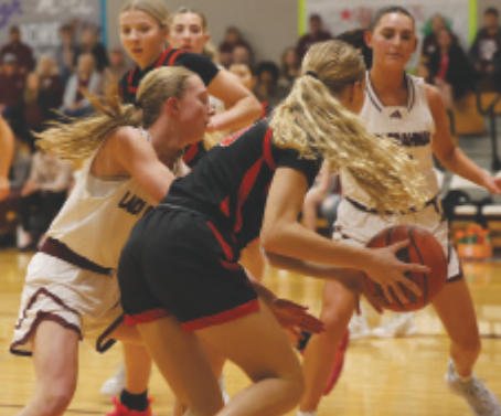 Photo by Chuck Grafe Heidi Grahmann defend against Palacios’ Madelyn West.