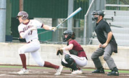 Photo by Chuck Grafe Wyatt Kram hits a run-scoring single in the sixth inning.