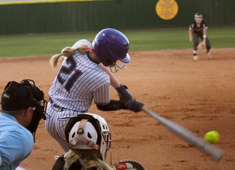 Cami Cowan at bat against Flatonia.She had a home run. Photo by Mark Lube.