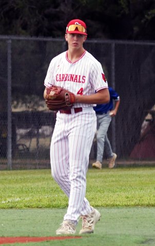 Third baseman Jack Leonard prior to the start of the April 9  home game against SH. The game was suspended in the top of the second inning due to weather and was scheduled to be resumed yesterday evening. Photo by Mark  Lube.