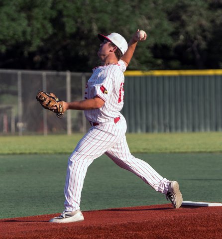 Brodey Biehunko pitched 1/3 innings against San Antonio Davinci on Thursday. Photo courtesy of Photos by Lori Raabe.
