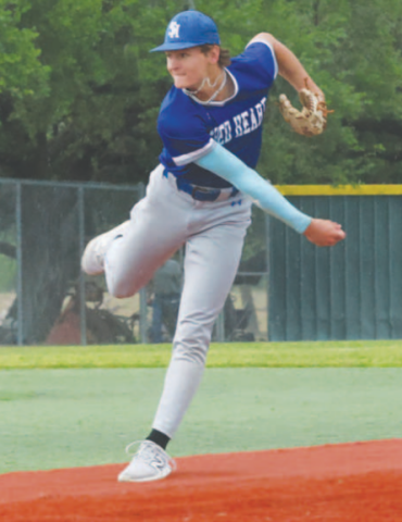 Photo by Chuck Grafe Layne Sevcik was on the mound before the rains came.