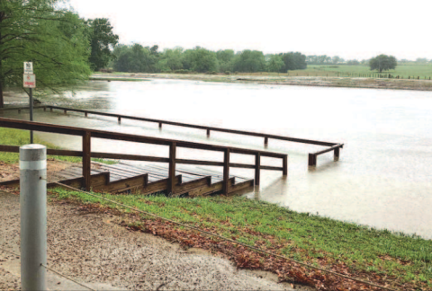 This photo from the All About Moulton FB group, shows the pond at the city park 6:30 pm on Sunday. - Photo courtesy of Bob Novotel