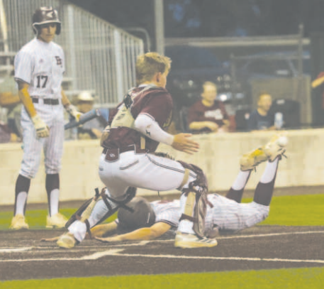 Photo by Chuck Grafe Ty Sklar scores the Brahmas’ fourth run during a five-run fourth inning.