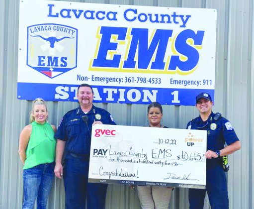 Pictured are, left to right, GVEC External Review Committee Member Denise Langston, EMS Chief Michael A. Furrh, LCEMS Administrative Assistant Scherlene McGree, and LCEMS Assistant Chief Tim Decker.