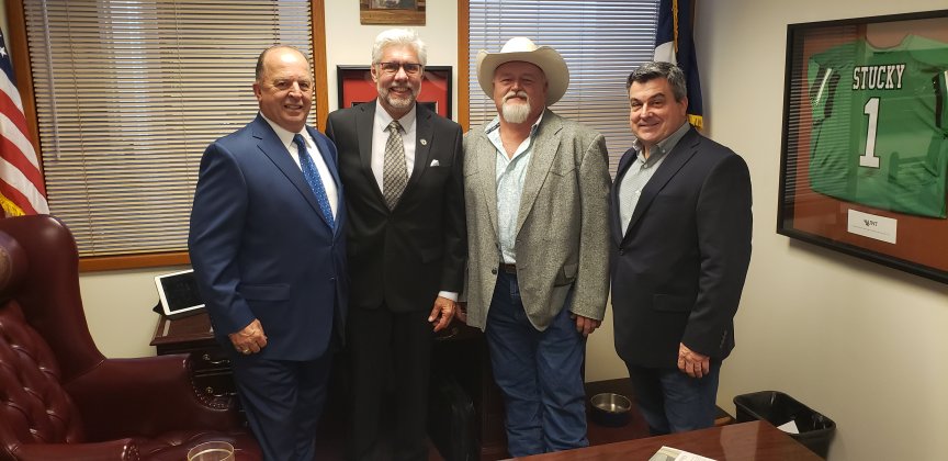 Lavaca County Precinct 2 Commissioner Wayne Faircloth, a former member of the Texas House, seem to fall right back in step with his running buddies Austin legislative chambers. He's pictured here with State Rep. Lynn Stucky, Precinct 3 Commissioner Kenny Siegel, and County Judge Keith Mudd.