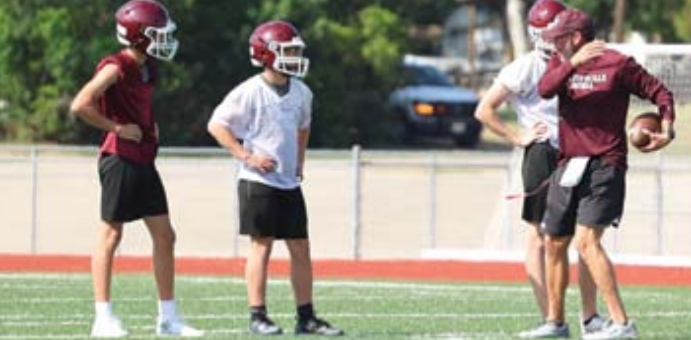 Photo by Chuck Grafe Head coach Levi Montgomery at the first practice Monday afternoon.