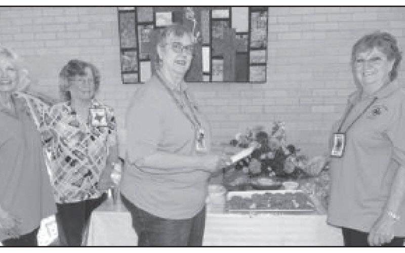 Pictured from left to right are Shiner Heritage Quilters Toni Rogers, Carolyn Schroeder, Kathleen Schacherl, and Debbie Novosad. They enjoyed snacks and desserts offered at the April 5 meeting to celebrate the successful Spring into Quilting Show held March 11 and 12