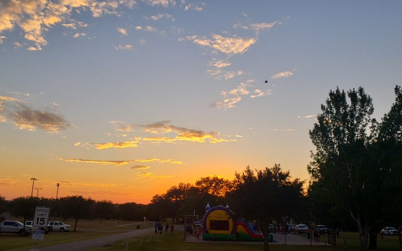 Sunset over Moulton City Park Tuesday