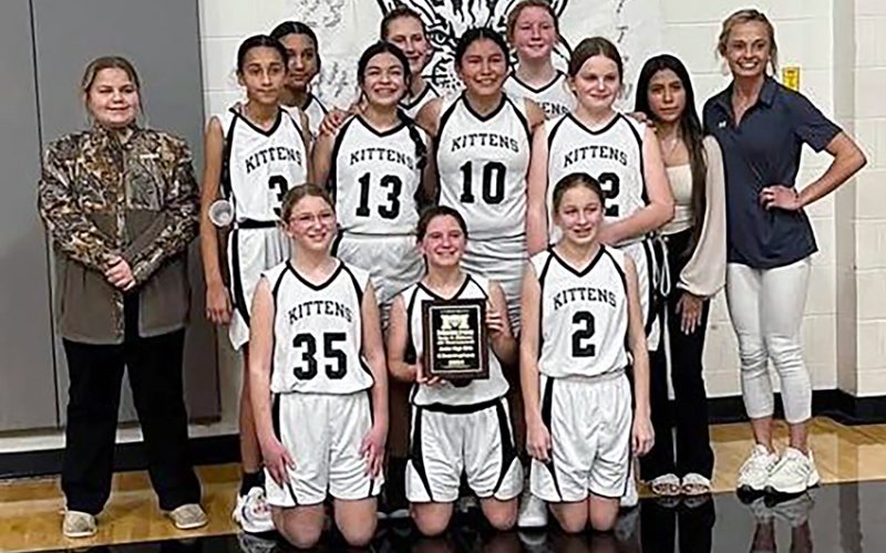 Junior High KIttens won two games and the home tournament championship. Photo courtesy of Mackinly Fifer.