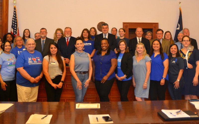 A large group of members belonging to various organizations and agencies who assist in helping children and families of child abuse were present at Monday’s Lavaca County Commissioners’ Court meeting. During the meeting the court designated April as Child Abuse Prevention Month. According to the proclamation read by County Judge Keith Mudd at the meeting, approximately 270,000 children in Texas, and 162 Lavaca County children were reported as victims of child abuse in 2023. Photo by Jimmy Appelt