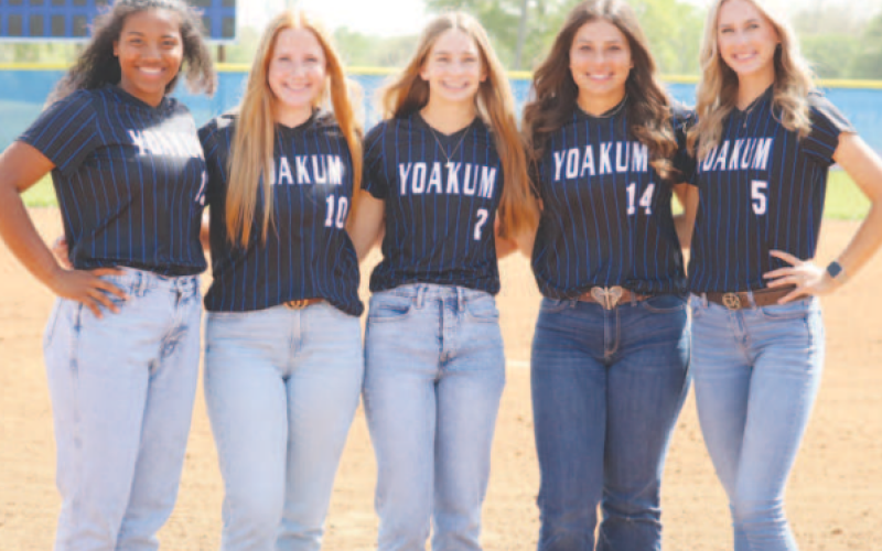 YHS 2024 Lady Bulldog Softball Team seniors. Pictured from left to right are Destiny Rios, Lexi Zaruba, Macie Blakeney, Madilynn Steinmann, and Addison Pekar. Contributed photo.