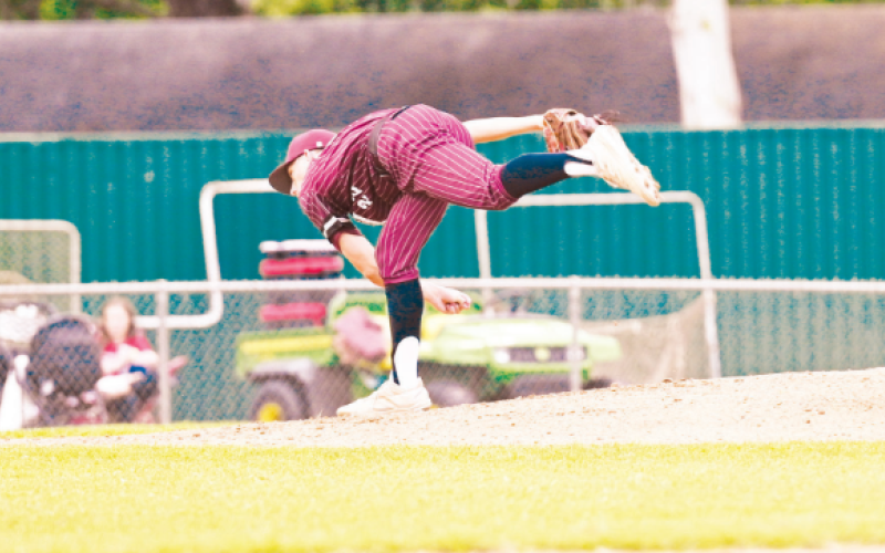 Konnor Kopecky follows through on a pitch vs. Columbus. Konnor yielded just three hits. Chuck Grafe/Tribune-Herald A