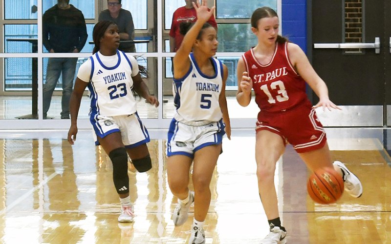 Reese Chilek and the Lady Cardinals fell to Schulenburg and defeated Luling in two home games last week. Photo by Mark Lube.