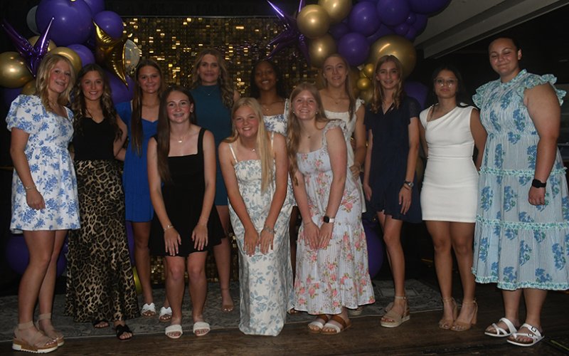 2025-2026  Freshmen girls letter-jacket winners. Photo by Mark Lube.