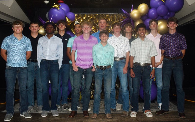 2025-2026  Freshmen boys letter-jacket winners. Photo by Mark Lube.