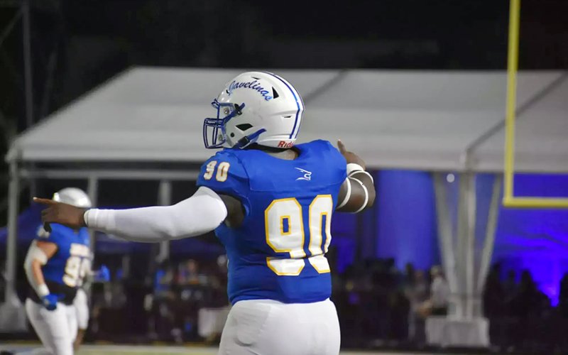 Doug Brooks saw the field in every game of the 2025 season for the Javelinas football team in his senior year. Photo courtesy of Texas A&amp;M -Kingsville Athletic Department.