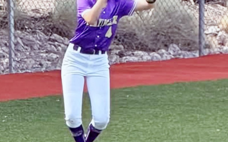 Outfielder Dawn Bishop makes an out during one of Shiner Junior All-Star team’s Southwest Regional games in Albuquerque. Photo courtesy of Amanda Ulcak.