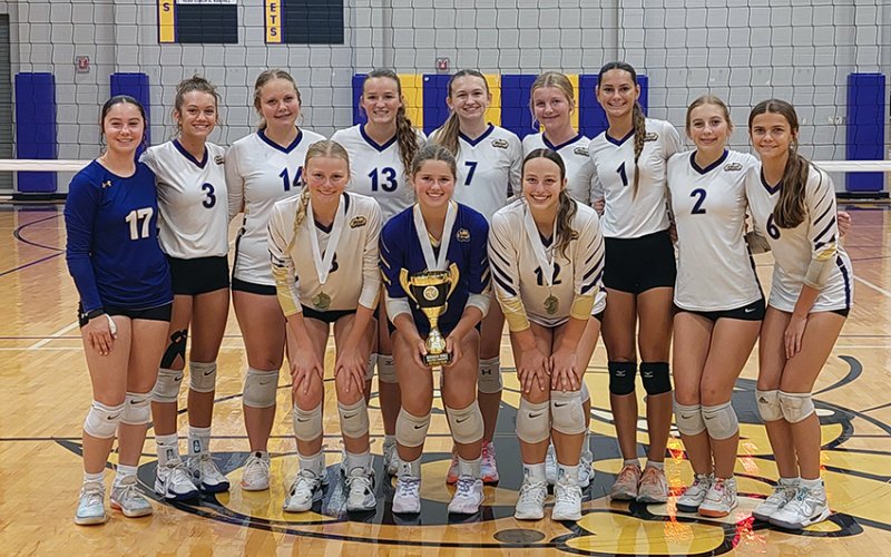The Lady Comanches Junior Varsity Gold won the Nordheim/Runge Tournament. Photo courtesy of Anastacia Rehak.