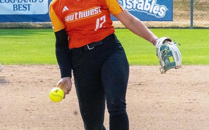 Eastyn Pohler releases a pitch.  The Shiner Junior League All-Stars played in the World Series for the first in Shiner LL history. Photo courtesy of Amanda Ulcak.