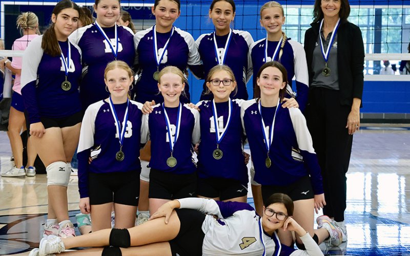 Front row : Aubrey Nevlud. Middle row from left are Madeline Hairell, Bridgette Fishbeck, Mallory Stock, and Rhilyn Durrett.Back row from left are Remi Radicke, Alexa Werner, Emerson Richter, Camilla Lozano and  Chloe Pohler. Photo courtesy of Louann Heinsohn.