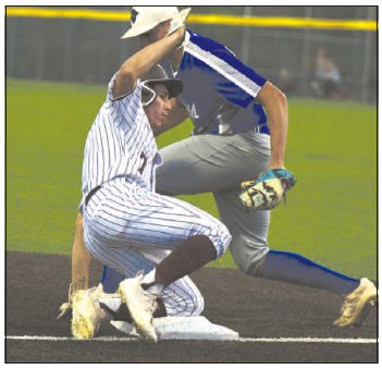 Jaden Gonzales slides safely into third in the second inning of the 7-3 victory over Edna here Thursday night. Jaden went 2-for-2 with a double. Chuck Grafe/Tribune-Herald