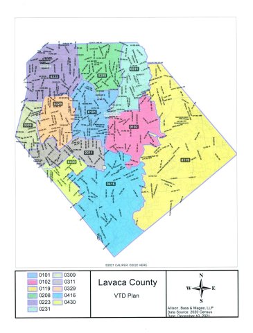 Lavaca County voter precinct locations.