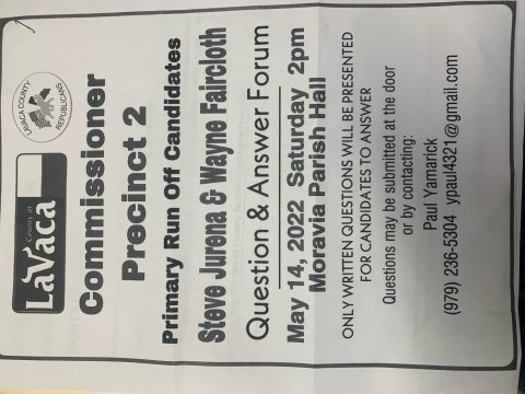 Lavaca County Commissioner Precinct 2 Q&A set May 14