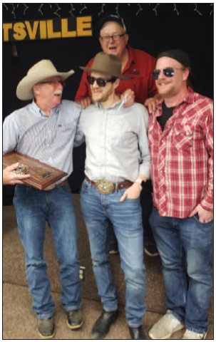 Hopkins, shown with Dennis Ludiker and Jason Andrew along with Kenneth Henneke, one of the founders of the Fiddlers Frolics.