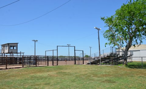 The Yoakum Rodeo Arena in late April. Photo by Hans Lammeman.