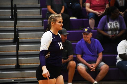 Senior Avery Boedeker ready to take on Weimar. Photo by Mark Lube.