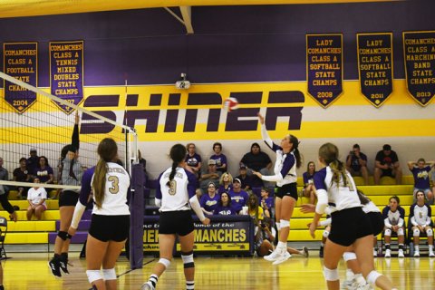 Julie Ivy with a hit attemt. She had two blocks and two kills. Photo by Mark Lube.