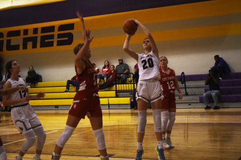 Morgan Lenehan puts up a first-half shot. Photo by Mark Lube.