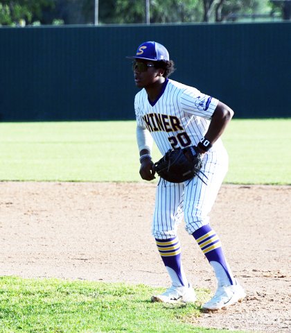Keenan Hailey gets ready for a Weimar batter at the plate in Shiner's win over the Wildcats last Friday. Photo by Mark Lube.