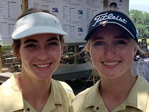 Lady Comanche golf seniors: from left is Lauren Faldyn and Megan Winkenwerder. Photo courtesy of Michelle Winkenwerder. 