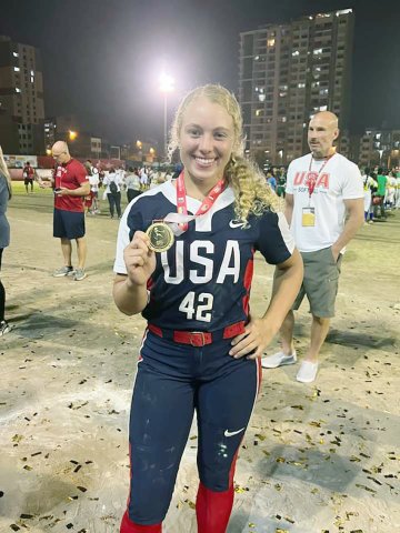 Addison Otto contributed to the Team USA 15U softball team winning tournaments in Peru and Japan recently to qualify for the World Cup later this year. Photo courtesy of Cheryl Otto Kasper.