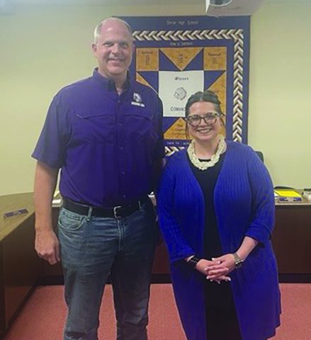 Superintendent Alex Remschel is pictured with the new elementary principal, Michelle Turek.