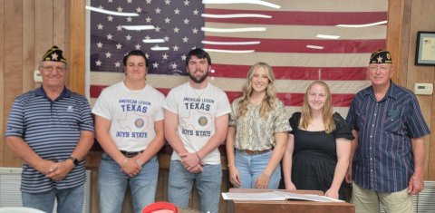 Pictured are, left to right, Jimmy Strait, Nate Boedeker, Kyle Muehlstein, Faith Machart, Charlotte Grosenbacher and David Muehlstein.