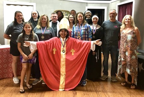 Pictured are cast and crew - in front is Michael Silgero; middle row, Navii Neubauer, Steve Liberti, JoAnn Kirkland, Lauren Villa, Butch Neubauer, Josh Kaspar; back row, Hali Westergren, Sarah Liberti, Cody Westergren, Angela Bays and Abrianna Johnson.