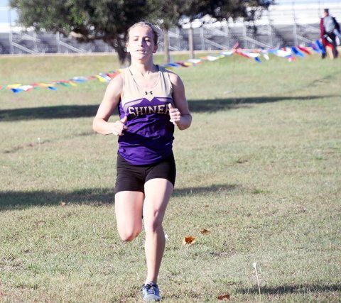 Shiner senior cross-country athlete Hayleigh Burns will conclude a stellar high school cross-country career on Saturday at the UIL state meet. Photo by Mark Lube. 