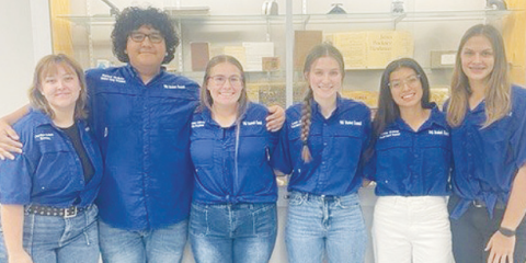 Yoakum High School’s Student Council (StuCo) officers made a presentation to the school board on plans for a rather ambitious campus beautification project at their school. StuCo members include, from left, Jordyn Eviez, Rafael Qulipas, Illana Garcia, Leah Muenich, Abbie Galvan and Samantha Adamek.
