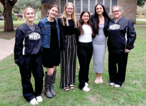 Moulton High School girls taking part in today’s Pearl Harbor Day parade and festivities at Honolulu, Hawaii, include Samantha Michael, Katie Richter, Abigail Siegel, Valeria Pinedo and Abygail Tinajero. They will be joined by cheer sponsor Tammy Machart and their families in what’s sure to be the trip of a lifetime for all involved. Those not able to join them today can still check it out at https://www.pearlharborparade.org/home via the webcast that begins at 8 p.m. Central Time this evening (Dec. 7)