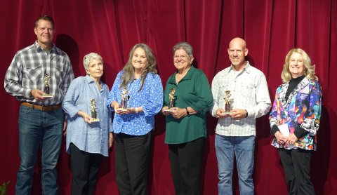 Pictured from the left:  Gabe Adamek; Sandy Machacek; Diane McCommas; Elaine Berkovsky; Don G. Kaspar Foundation—Joe Patek Award, accepted by David Ehrig, who is Director of the Foundation, and Josh Kaspar, who presented the awards.