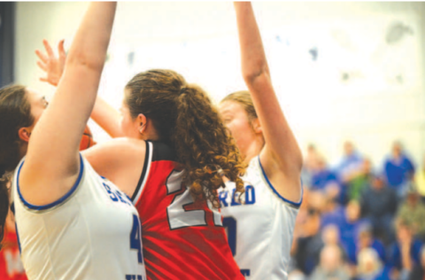 Harley Wilson, left, and Allison Clark apply pressure vs. Pflugerville Concordia. Chuck Grafe/ Tribune-Herald